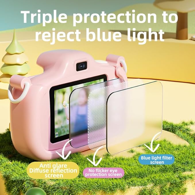 Kids Camera, 1080P 48MP Front Selfie Toddler Camera, 2.4 inch Big Screen Toy Camera, 8X Zoom in Chritmas Birthday Gift Cameras for Kids Boys Girl Age 2 3 4 5 6 7 8 9 10 11 12, Yellow