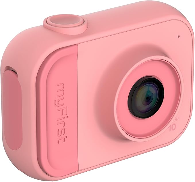 myFirst Camera 10 - Kids Digital Mini Camera for Boys and Girls with Durable Design, 5MP Photos and 1080p Video, Webcam, Tripod Adapter, Neck Lanyard, MicroSD Card, for Kids 3-12 (Pink)