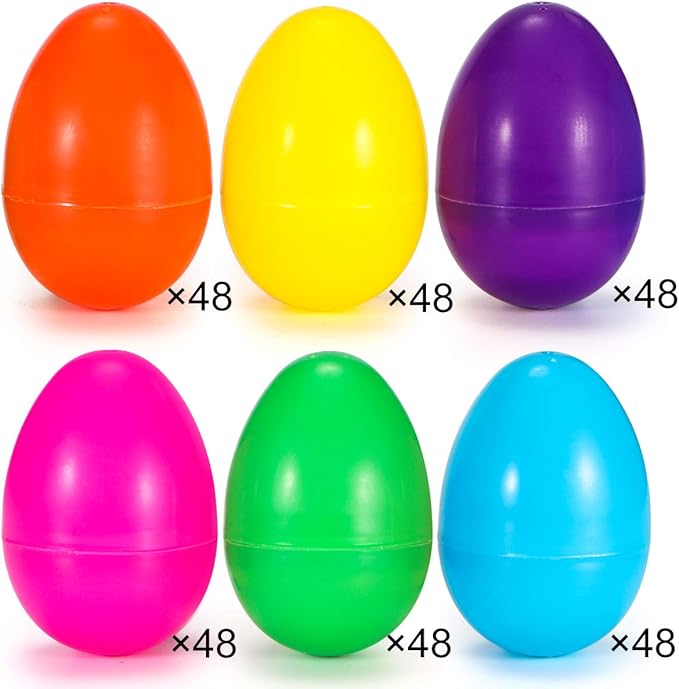 YEAHBEER 288 Easter Eggs -2.36" Bright Colors Plastic Easter Eggs Empty for Easter Hunt, Easter Basket Stuffers, Party Favor, Classroom Prize Supplies
