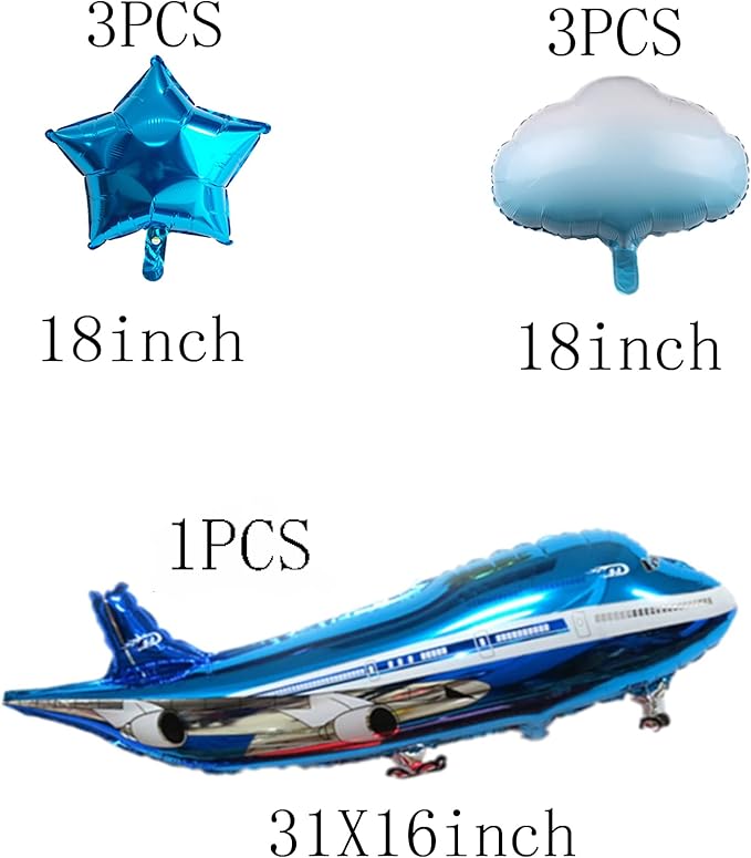 31inch Large Airplane Blue Party Decoration Airplane Balloon Birthday Party Supplies (A plane)