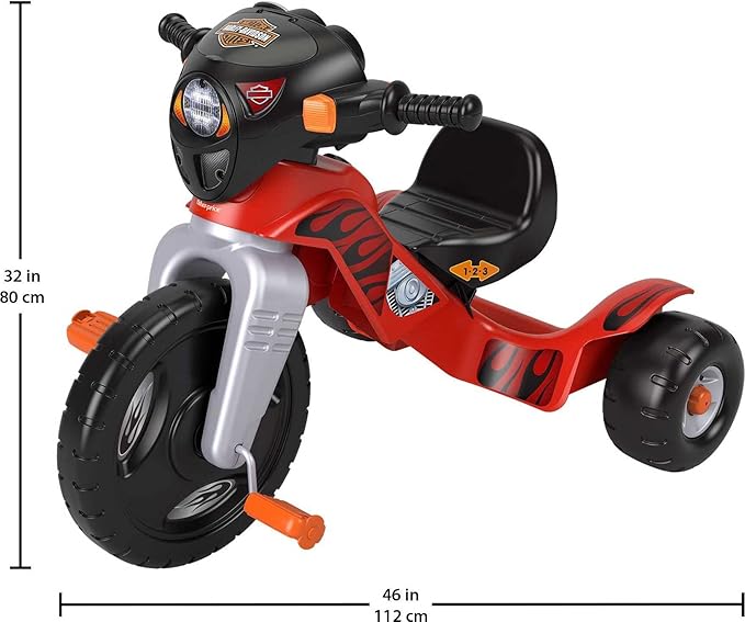 Fisher-Price Harley Davidson Toddler Tricycle Ride-On Preschool Toy, Lights & Sounds Trike with Adjustable Seat (Amazon Exclusive)