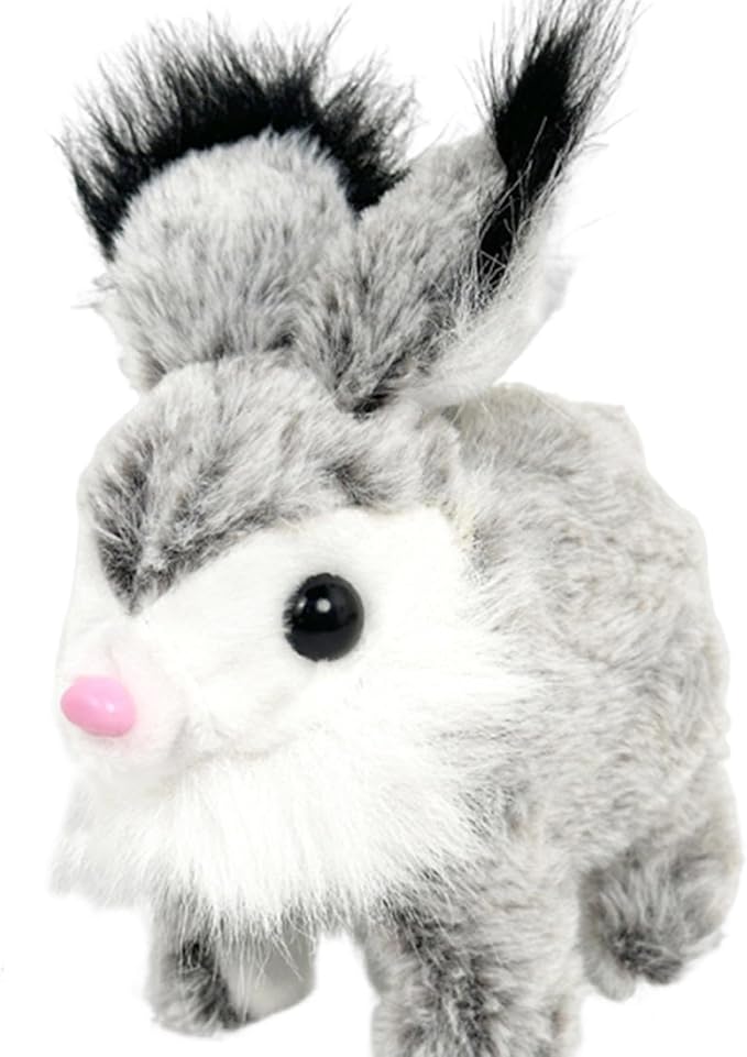 Rabbit Interactive Electronic Pet Bunny Toy Portable Cute Wiggle Ears with Sounds and Movements for Children Kids Gifts, Gray White