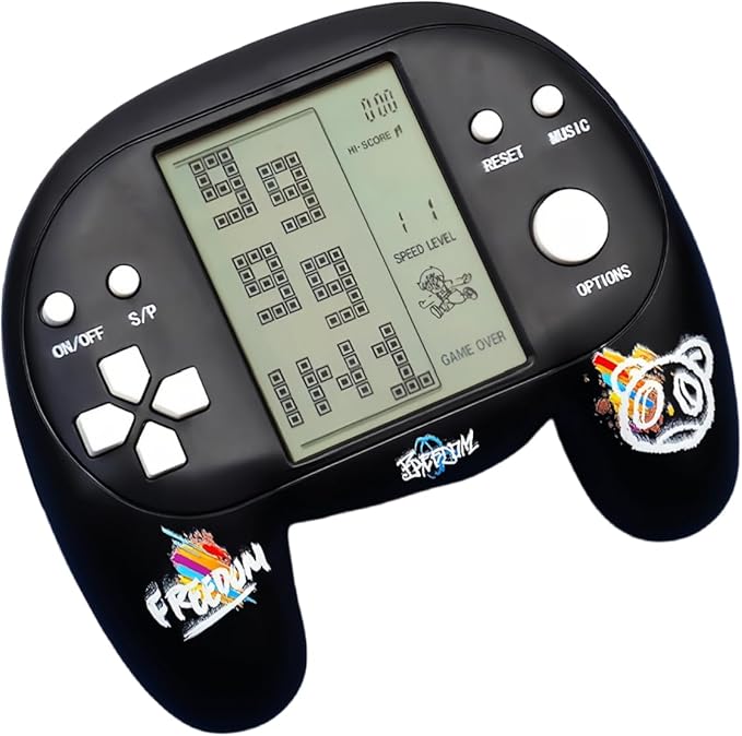 JXD Handle Brick Game Console 4.1Inch Great Grip Feeling 2574 in 1 Retro Puzzle Block Games Handheld Game Player for Travel/Indoor/Outdoor Children/Students/Teens/Birthday (Black)