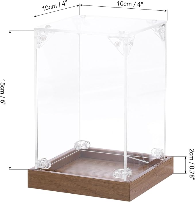 MECCANIXITY Acrylic Display Case, 4"x4"x6" Clear Display Box Assemble Dustproof Storage Organizer Showcase for Collectibles Action Figures