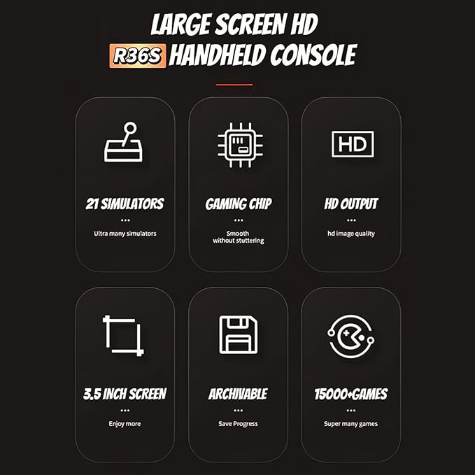 R36S Handheld Game Console, 3.5 Inch IPS Screen Open Source Linux System R36S Game Console, 128G TF Card 17000+ Games 10+ Emulators Consola R36S with Dual 3D Joysticks for Boys and Girls