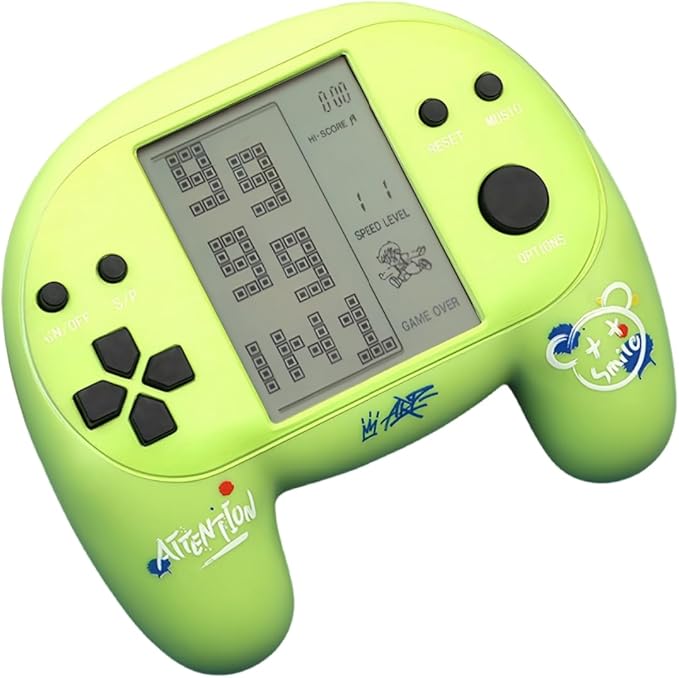 JXD Handle Brick Game Console 4.1Inch Great Grip Feeling 2574 in 1 Retro Puzzle Block Games Handheld Game Player for Travel/Indoor/Outdoor Children/Students/Teens/Birthday (Green)