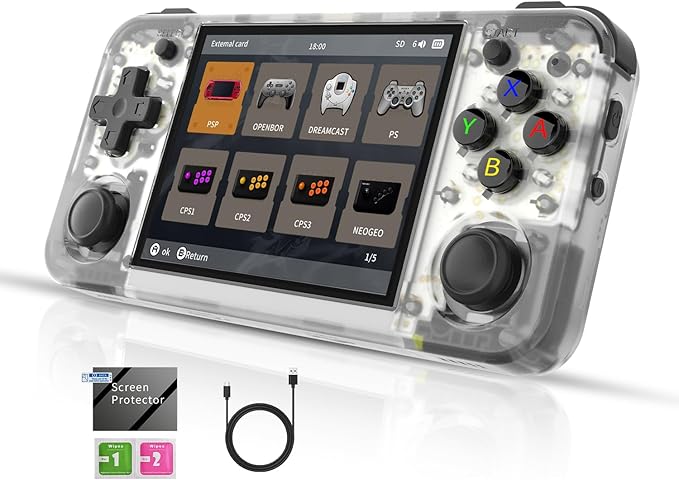 RG35XX H Handheld Game Console Linux System H700 3.5 inch IPS Screen 3300mAh Retro Video Gaming Console 5528 Classic Games Support 5G WiFi Bluetooth 4.2 (RG35XX H-White T)