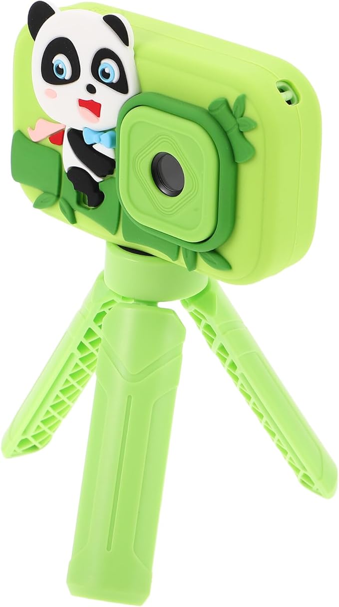 IMIKEYA Digital Camera for, Mini Portable Video Camera with Dual Lenses, 2.4-inch Screen, Instant Photo Print Feature, Green Animal Design, Birthday Gift for Boys and