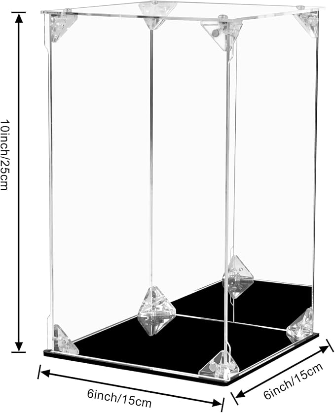 Acrylic Display Case with Magnetic Door, Clear Action Figure Display Case, Dustproof Protection Display Box Alternative Glass Case for Collectibles Figures Models Doll Toys (6x6x10 inch)