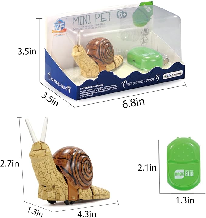 RC Snail Toy Realistic IR Remote Control Insect Car Vehicle Electric Animal Toy for Kids’ Birthday（Brown）