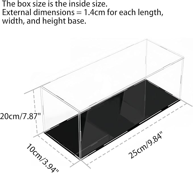 25 x 10 x 20cm Acrylic Clear Display Case Perspex Box Display Cabinets for Collectables, Assemble Countertop Dustproof Protection Showcase for Toys Models Action Figures