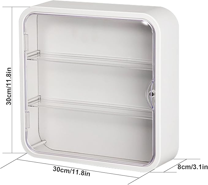 Clear Display Case for Figures, Wall-Mounted Doll Storage Box Cabinet Organizer 3-Layer Acrylic Dustproof Display Cabinet Box for Collectibles Action Figures Pop Mart (White)