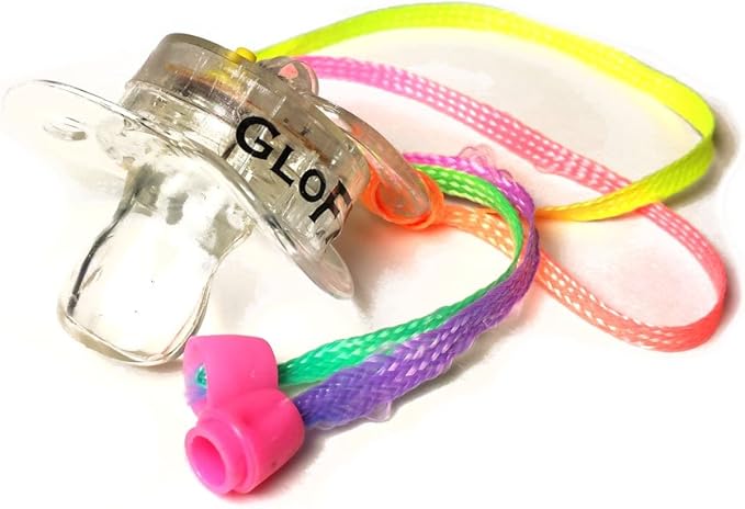 GloFX LED Rave Pacifier Light Up Binkie with Super Bright RGB LEDs, Soft Mouthpiece, Glowing Party Necklace Toy for EDM, Raves, Festivals & Concerts (1 Pack)