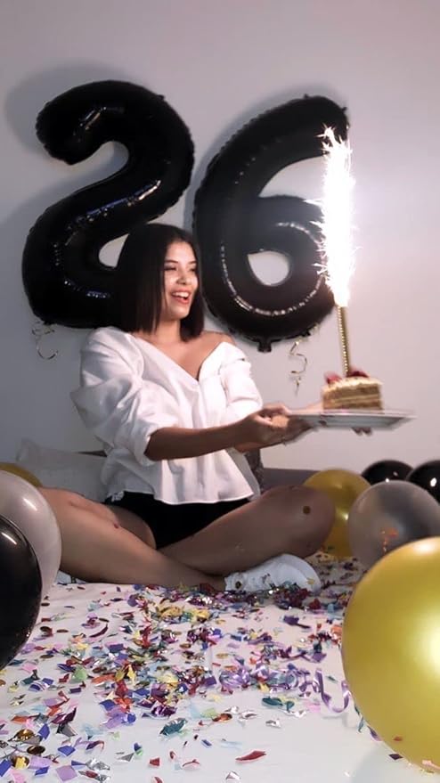 40 Inch Black Number Balloon 0-9(Zero-Nine), Big Size Happy Birthday Balloon, Foil Helium Big Number Balloon for Birthday Celebration Decorations Graduations Anniversary Photo Shoot