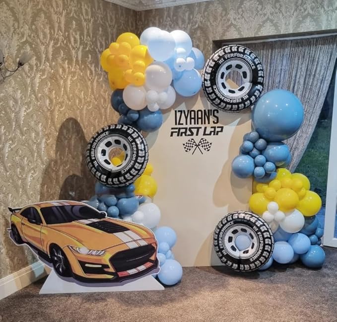 5pcs 30inch wheel balloons-race cars hot wheels birthday party decorations supplies for men. cars theme birthday party decorations.