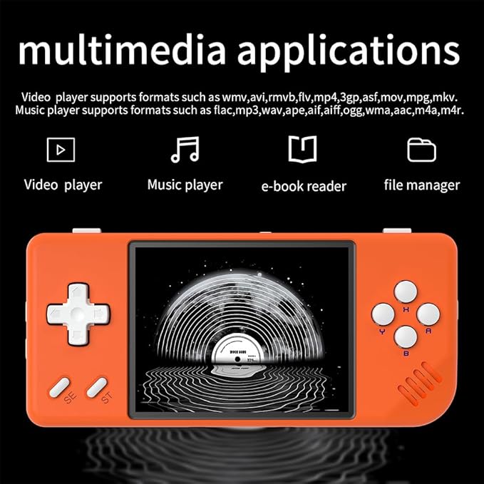 RG28XX Retro Game Console 2.83 Inch 640*480 IPS Screen Linux System Built-in 128GB TF Card,with 3100mAh Battery Linux System Games Consoles,Support HD and TV Output Casual Game Console(Orange)