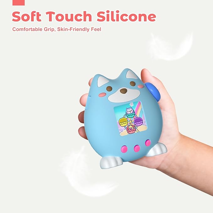 for Tamagotchi Paradise Case,Cute Standing Dog Silicone Protective Cover for Tamagotchi Paradise Electronic Pet,Waterproof Washable Shockproof Anti-Drop 360Full Protection,Puppy Style (Blue)