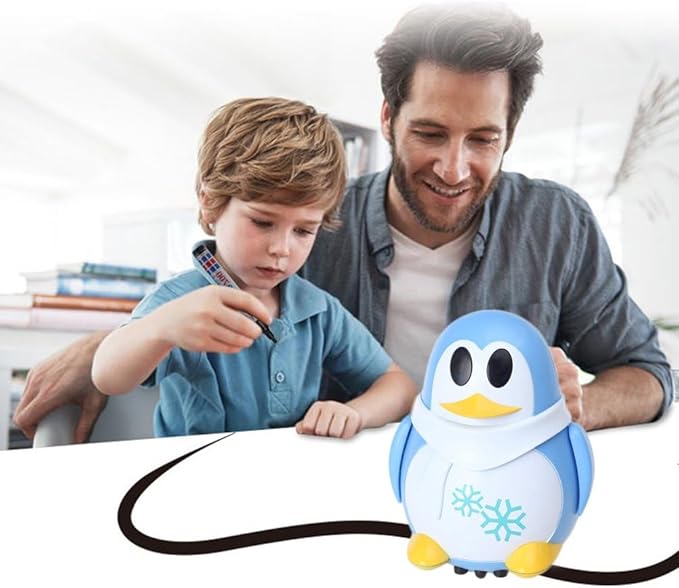 Mini Induction Robot Penguin Interactive Toys - Follow Black Lines & LED Lights - Educational Children's Gift