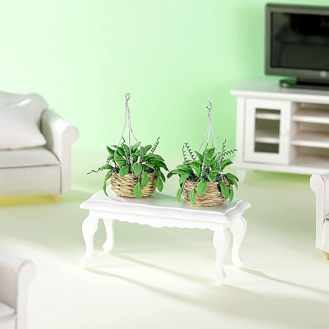 Skylety 2 Pieces 1:12 Miniature Dollhouse Plants Miniature Bonsai Plant Dollhouse Christmas Tree Mini Potted Houseplant Hanging Bonsai Pot Model for Home Hanging Decorations Toys DIY
