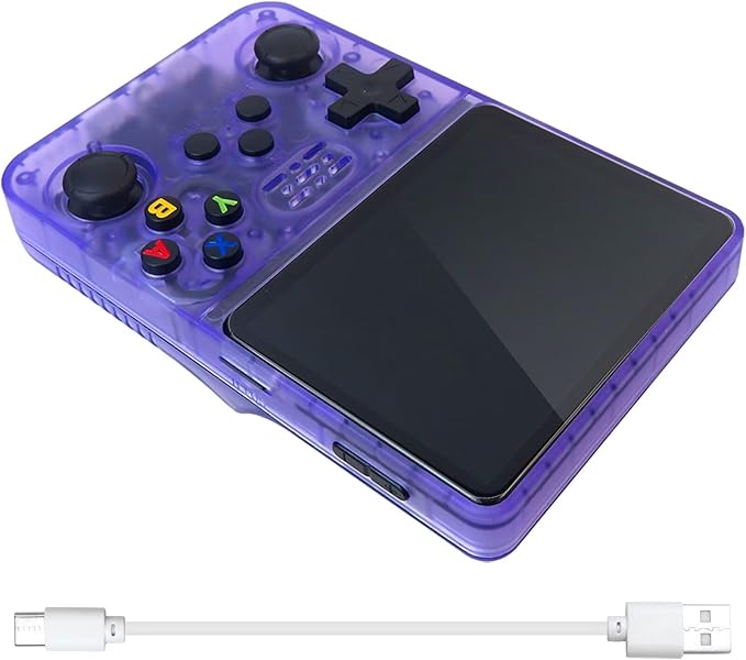 R36S Retro Handheld Video Game Console 128GB Linux System 3.5'' IPS Screen 15,000 Games Portable (Purple)
