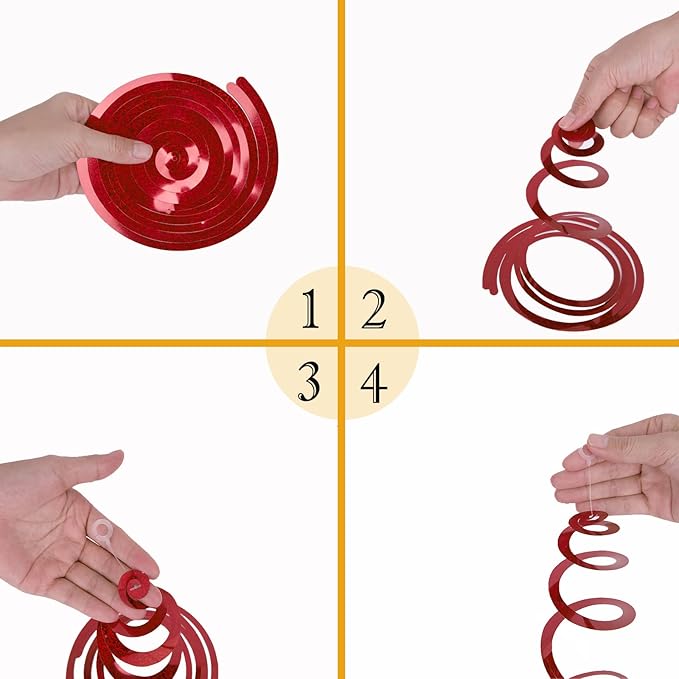 30 Pcs Red Party Hanging Swirl Decorations Plastic Streamer for Ceiling Spiral Decorations Garland for Birthday Wedding Bridal Shower Baby Shower