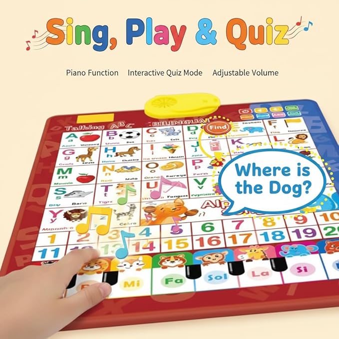 Bilingual Talking Wall Chart for Kids,English and Spanish Wall Chart for Kids,Talking English Learning Board for Children 3+ (Red)