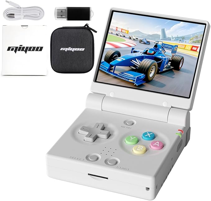 Miyoo Mini Flip Handheld Game Console 2.8-inch 750*560 IPS Screen 2500mAh Miyoo-mini Flip Clamshell Retro Games Consoles OnionOS-64GB White