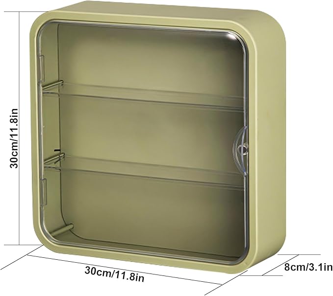 Clear Display Case for Figures, Wall-Mounted Doll Storage Box Cabinet Organizer 3-Layer Acrylic Dustproof Display Cabinet Box for Collectibles Action Figures Pop Mart (Green)