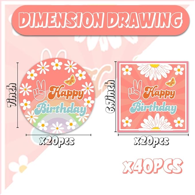40Pcs Daisy Party Supplies Baby Shower Decorations Spring Birthday Plates and Napkins Daisy Birthday Party Decorations