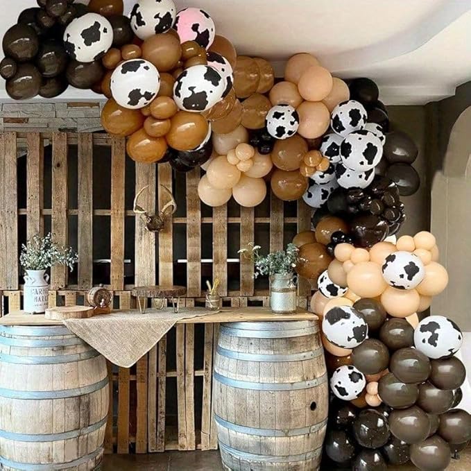 Brown Cow Balloons, 50 Pcs Cow Print Balloons, 12 Inch Dark Brown Coffee Nude Tan Neutral Gold Confetti Balloons Helium for Cowboy Cowgirl Birthday Baby Shower Farm Animal Western Party Decorations
