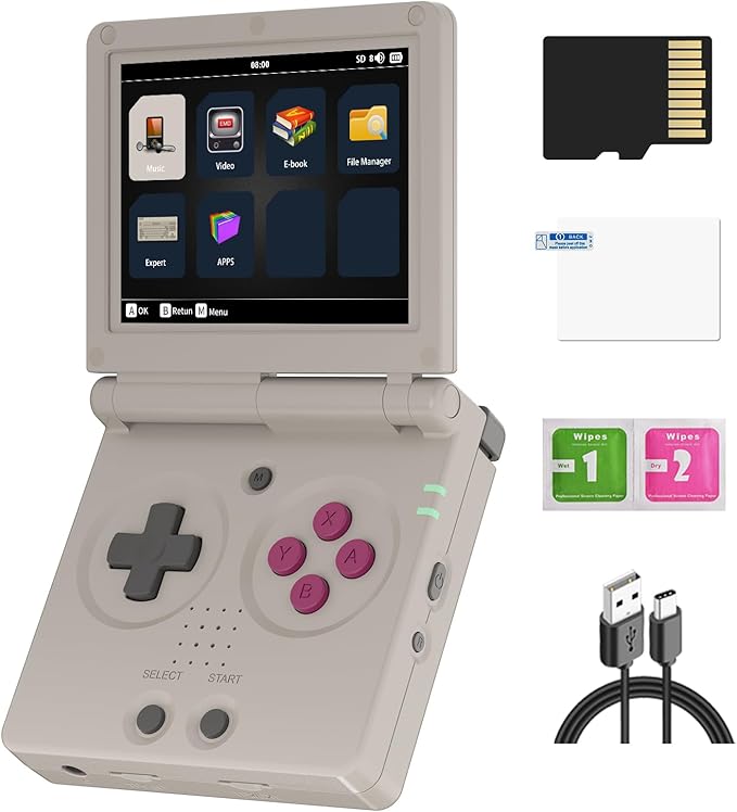 RG35XXSP Handheld Retro Game Console 3.5" IPS Screen 64GB TF Card Preload 4400 electronic Games, 3300mAH Battery Support WiFi Bluetooth HD(Gray NEW)