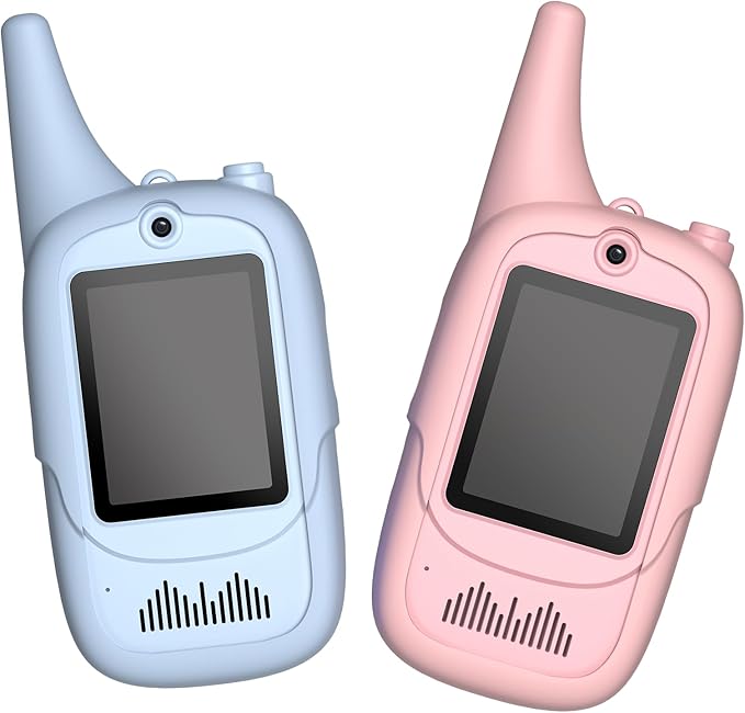 FUNYKICH 2PCS Video Walkie Talkies for Kids with Unicorn-Themed Protective Case, Rechargeable Handheld Kids Video Intercom, Indoor Outdoor Toys for Games, Camping, Hiking for Boys Girls Ages 3-12