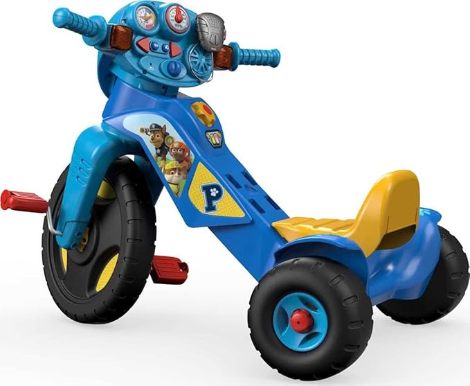 Fisher-Price Toddler Tricycle Nickelodeon PAW Patrol Lights & Sounds Trike, Toy Bike with Handlebar Grips & Storage for Outdoor Play Kids Ages 2+ Years