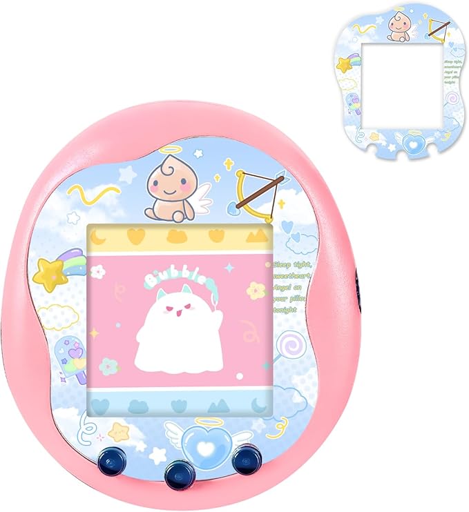 Holographic Laser Faceplate Sticker for Tamagotchi Uni, Self-Adhesive DIY Face Plate Decal, Shimmering Protective Skin for Virtual Pet - (for uni-Angel Blue)