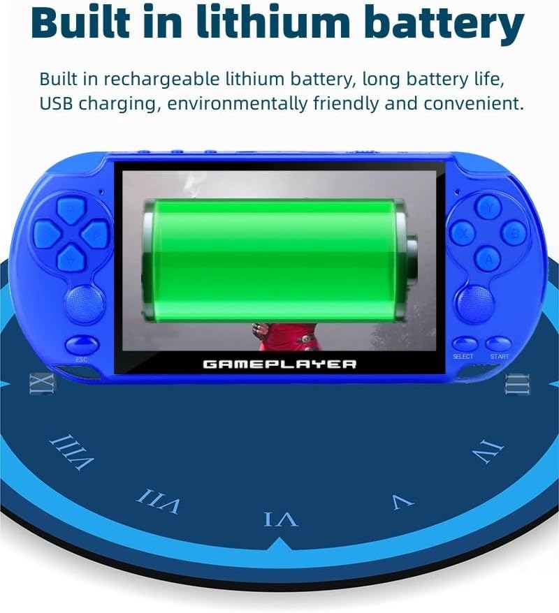 JXD Multifunctional Video Game Console 5.1 inch 7500 Free Retro Games Handheld Game Console Portable Pocket Children's Game Player Mini Arcade Emulator Device mp3/4 Holiday(Dblue)
