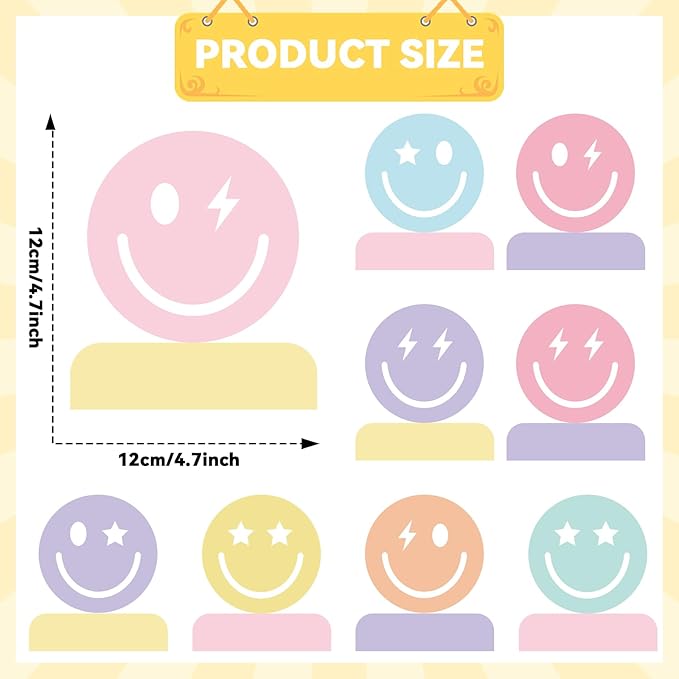 9PCS Smile Face Honeycomb Centerpieces Preppy Smile Face Table Decorations Happy Pastel Birthday Party Supplies for Colorful Rainbow Birthday Themed Bachelorette Decor Favor