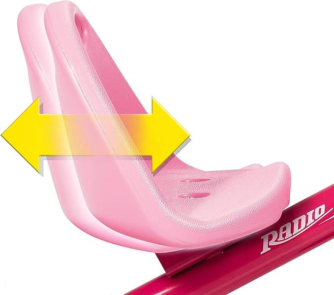 Radio Flyer Deluxe Steer & Stroll Trike, Pink, for Kids 2-5, 2-in-1 Parent Steer Tricycle Removable Push Handle Adjustable Seat Steel Frame Covered Storage Bin Tricycle for Toddlers and Kids.