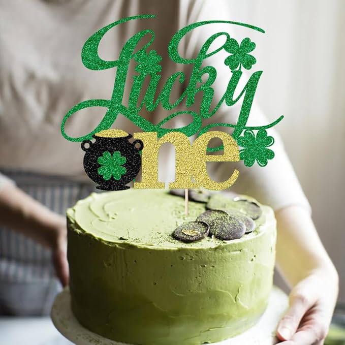 Lucky One cake topper -for St.Patrick's Day Theme Baby Shower Kids 1st Birthday Party Decorations Supplies