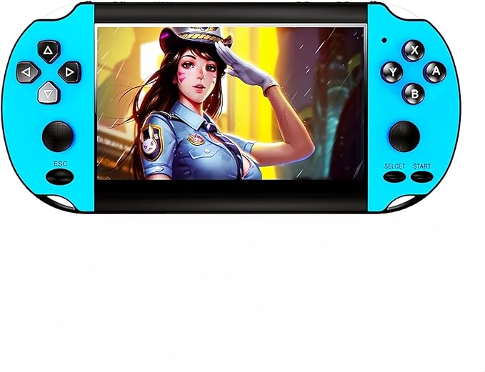 MP4 Video Game Console 4.3 inch Dual Joystick Built-in 3000 Retro Games Support Arcade CPS/gba/gbc/gb/SFC/fc Video/Music/E-Book AV Out Rechargeable Lithium Battery Children's Gift(Blue)