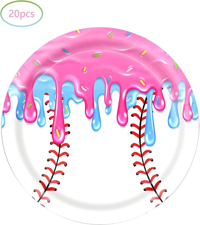 Baseball Ice Cream Birthday Party Supplies, include 20 Plates and 20 Napkins, for Ice Cream Drip Baseball Birthday Party Decorations