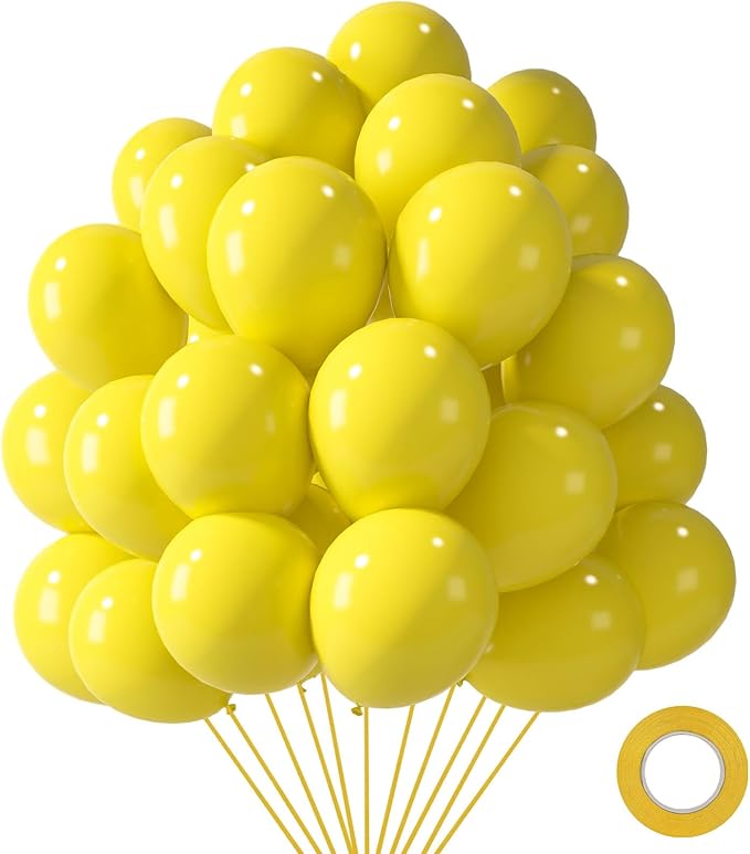 LovesTown 110PCS Yellow Balloons, Yellow Latex Balloon for Easter Sunflower Birthday Baby Shower Graduation Engagement Anniversary Wedding Party Supplies Garland Arch Decoration,12 Inches