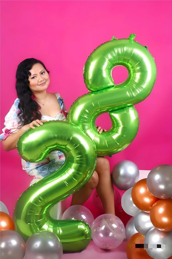 Light Green 40 Inch Big Number Balloon Birthday Decoration, Number 2 Helium Balloon 12 20 22 23 24 26 2026 New Years Celebration, Boy Girl Baby Anniversary Party Graduations Supplies Decorations