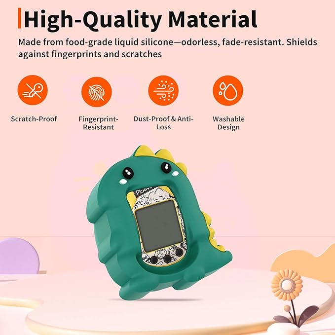 Case for Tamagotchi Nano with Lanyard – Cute Cartoon Silicone Protective Cover for Kids, Soft & Shockproof Shell for Tamagotchi Virtual Pet Keychain, Anti-Drop Holder Accessory (Green)