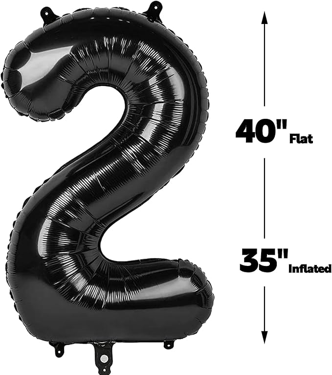 Black Number 22 Balloon - 40 Inch, Birthday Party Decorations, Anniversary & Graduation Supplies