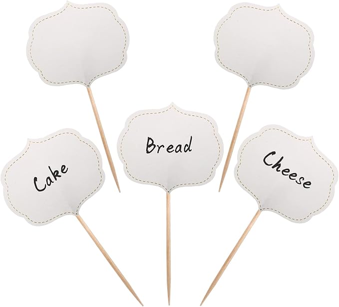 BLUE TOP 50 Pieces Cupcake Picks Blank Toothpick Flags Cake Toppers Cheese Markers Buffet Labels for Charcuterie Board Food Tags Toothpick Signs,Wedding,Birthday Party and Dinner Decorations Supplies.