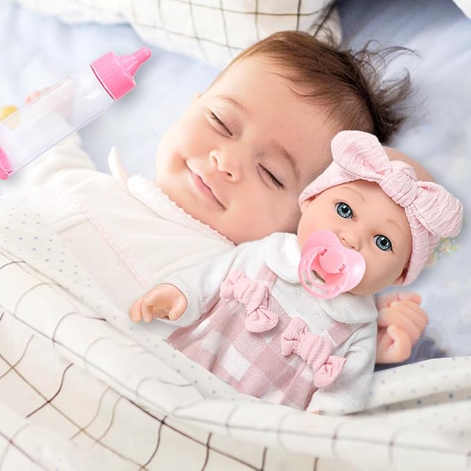 12'' Baby Doll and Clothes Accessories Playset with Feeding Bottle Pacifier First Baby Dolls for Toddlers 36 Months and Up