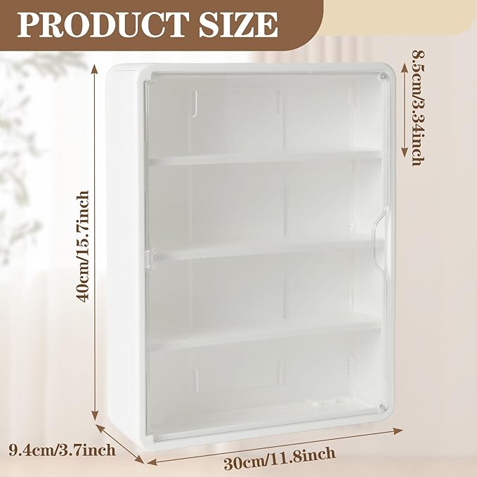 4-Tiers Clear Display Case for Figures, Wall-Mounted Display Box with Adjustable Shelves, Dustproof Display Cabinet Organizer for Mini Figures, Blind Box Toys and Collectibles (White)