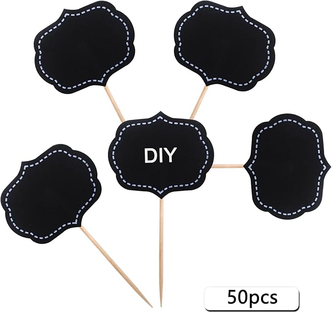 BLUE TOP 50pcs Cupcake Picks Blank Toothpick Flags Cake Toppers Cheese Markers Buffet Labels for Charcuterie Board Food Tags Toothpick Signs for Children's Day,Wedding,Birthday Party,Dinner suppliers