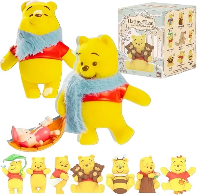MINISO Winnie The Pooh Blind Box Happy Hour Series Blind Box Cute Desktop Ornaments Gift Collection Random One Piece