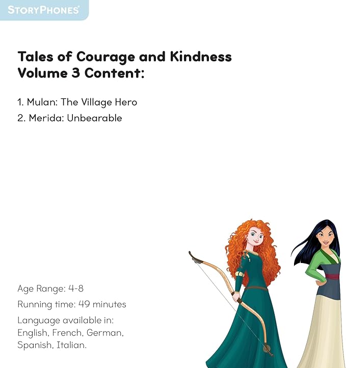 StoryShield, Disney Tales of Courage and Kindness Vol. 3, Screen-Free Audio Storytelling Disk Featuring Mulan and Merida